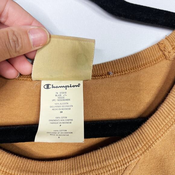 Champion Womens Small Vintage Wash C Block Short Sleeve Tee Reverse Weave Brown - Picture 6 of 8